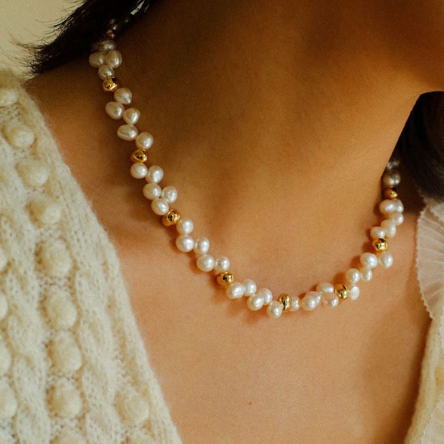French Wheat Elegance Pearl Necklace gembea jewelry