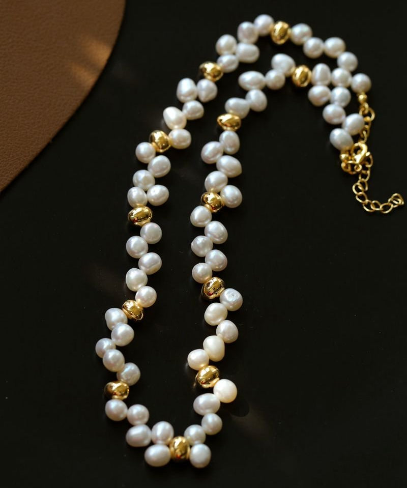 French Wheat Elegance Pearl Necklace gembea jewelry