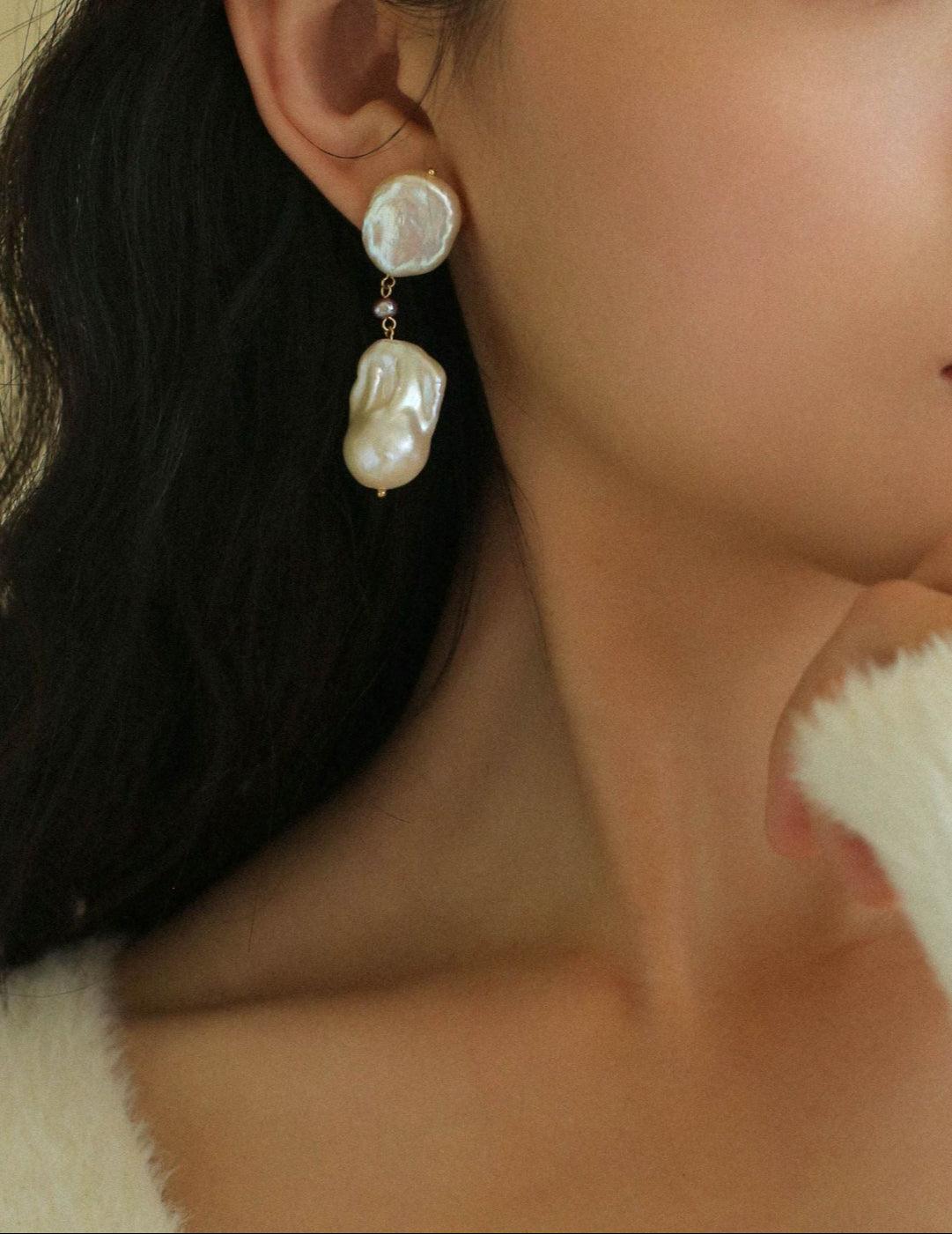 Freshwater Baroque Pearl Drop Earrings - Gembea Jewelry