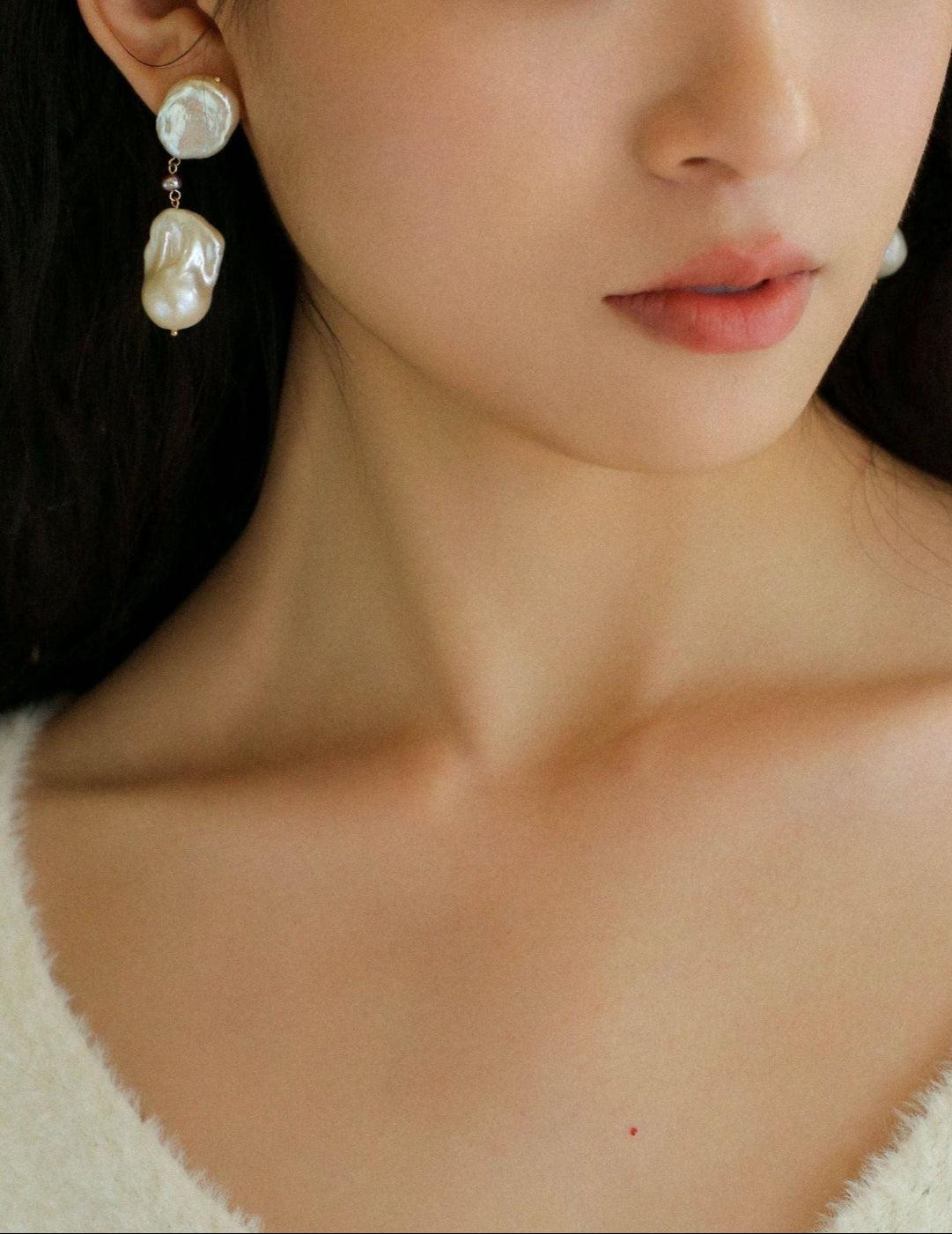 Freshwater Baroque Pearl Drop Earrings - Gembea Jewelry