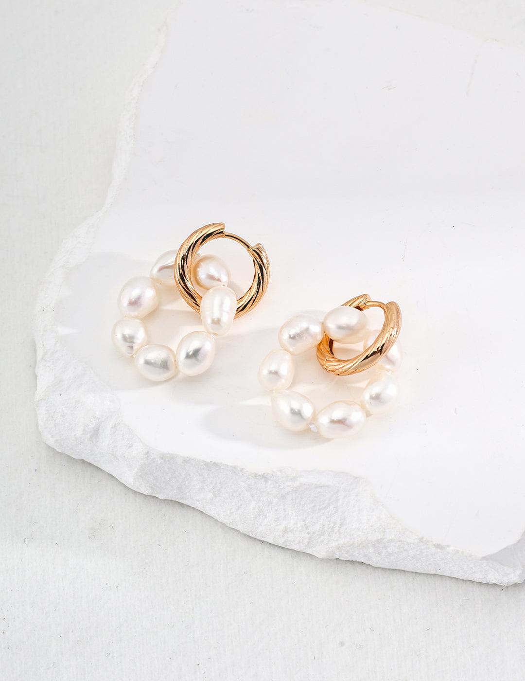 Freshwater Pearl Hoop Earrings - Gembea Jewelry