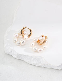 Freshwater Pearl Hoop Earrings - Gembea Jewelry