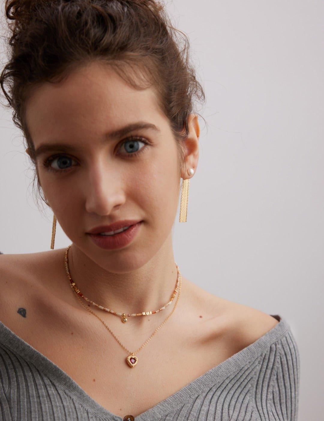 Freshwater Pearl 18K Gold Tassel Earrings - Gembea Jewelry