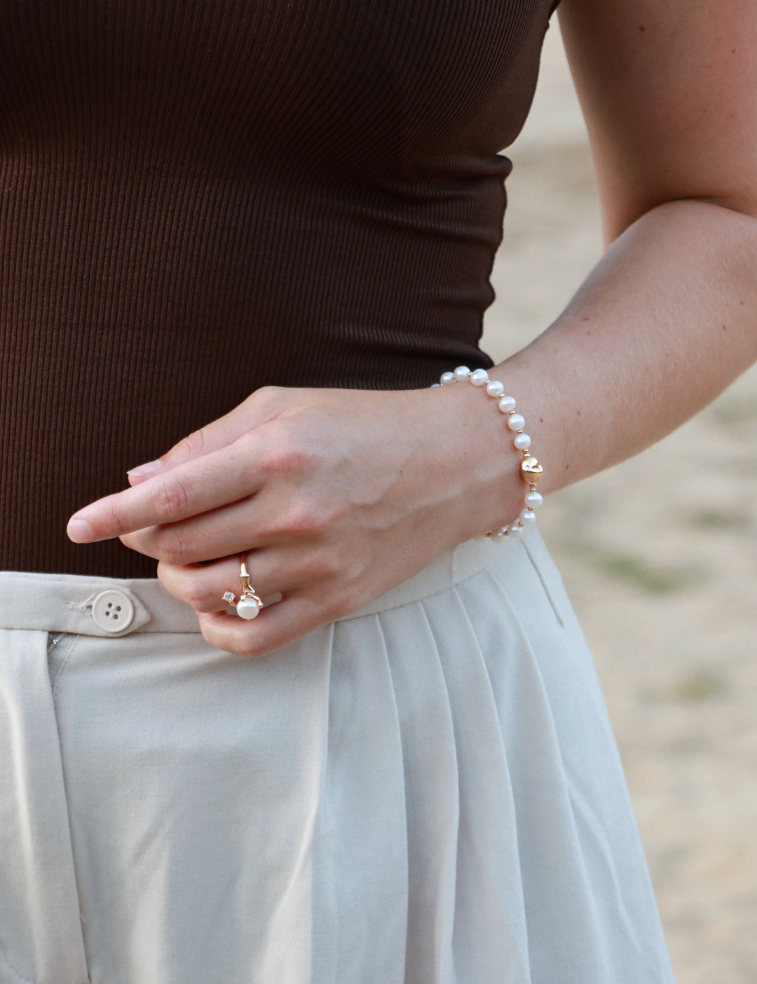 Freshwater Pearl Zircon Ring gembea jewelry