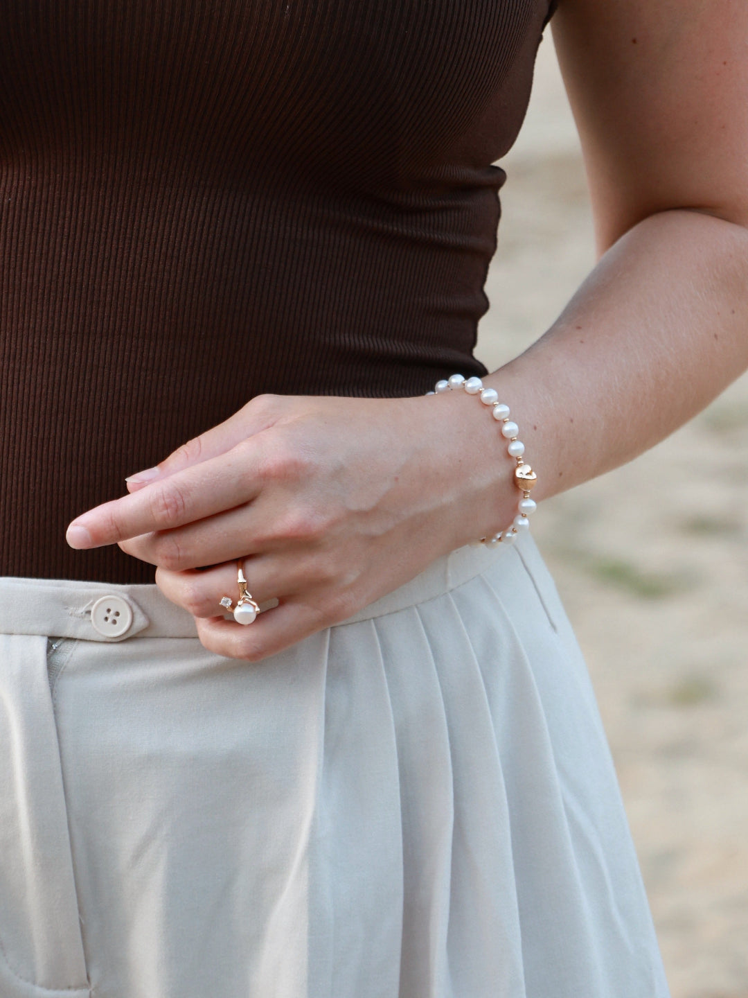 Freshwater Pearl Zircon Ring gembea jewelry