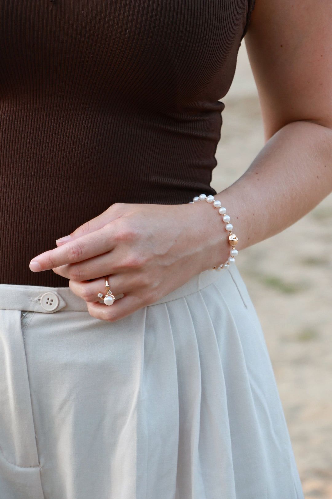 Freshwater Pearl Zircon Ring gembea jewelry