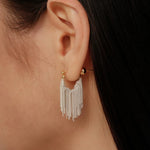 Galaxy Falls Series Bright Silver Tassel Earrings gembea jewelry
