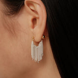 Galaxy Falls Series Bright Silver Tassel Earrings gembea jewelry