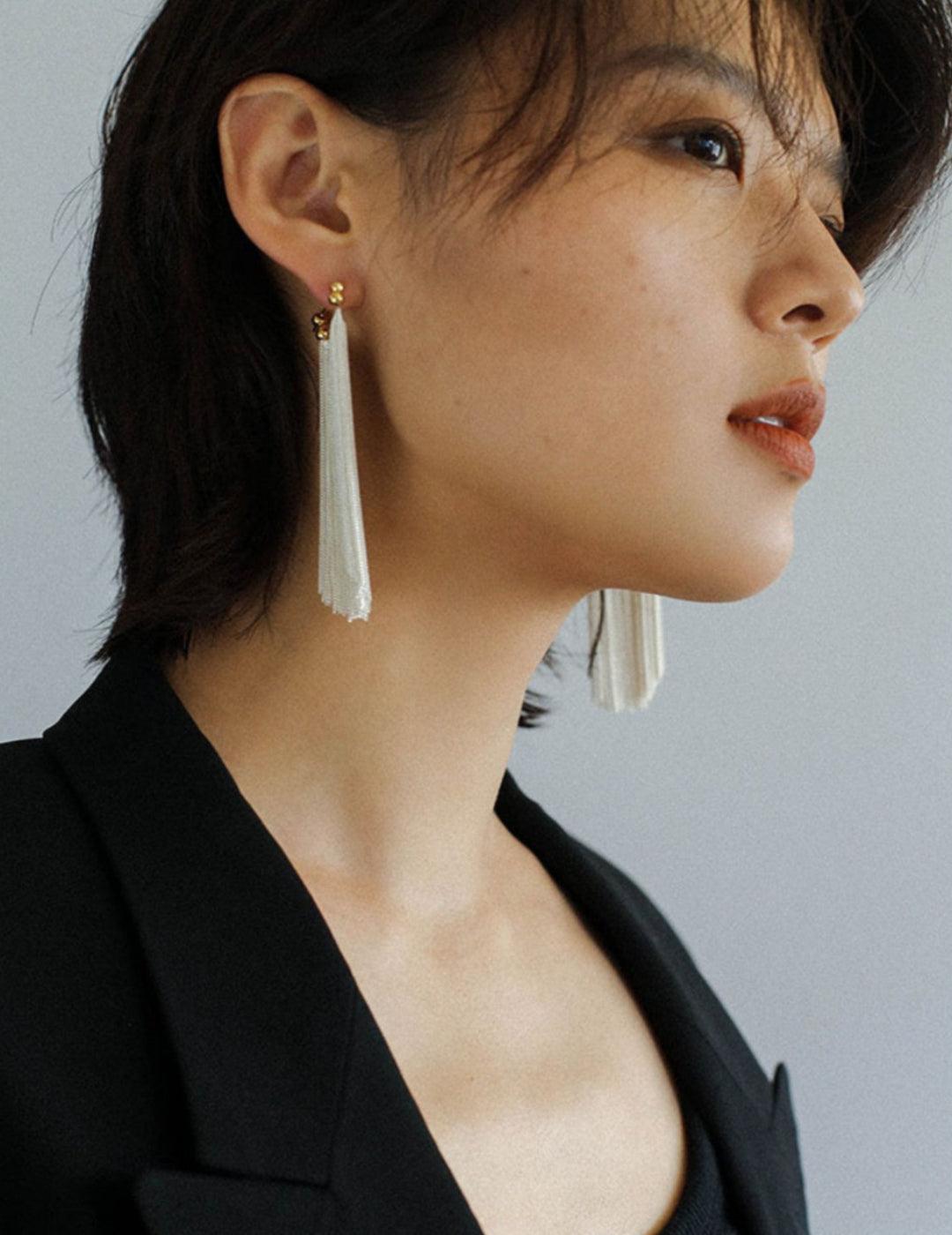 Galaxy Falls Series Long Tassel Earrings - Gembea Jewelry