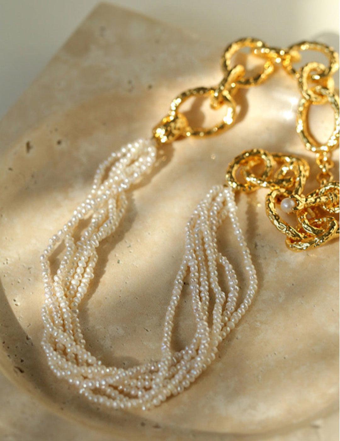 Galaxy Falls Series Multi-layered Pearl Necklace - Gembea Jewelry