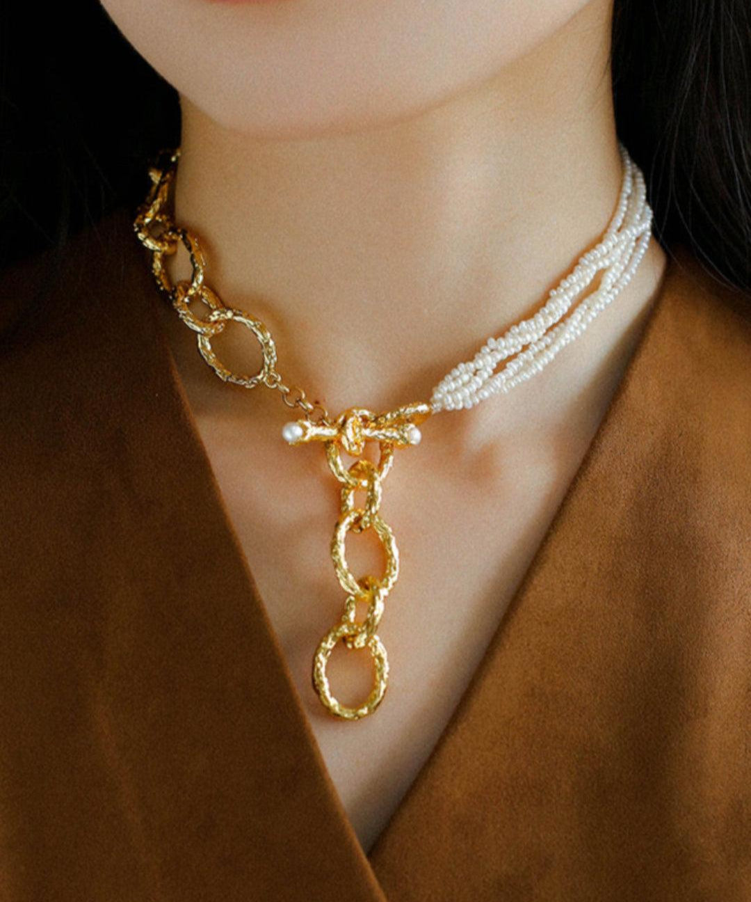 Galaxy Falls Series Multi-layered Pearl Necklace - Gembea Jewelry
