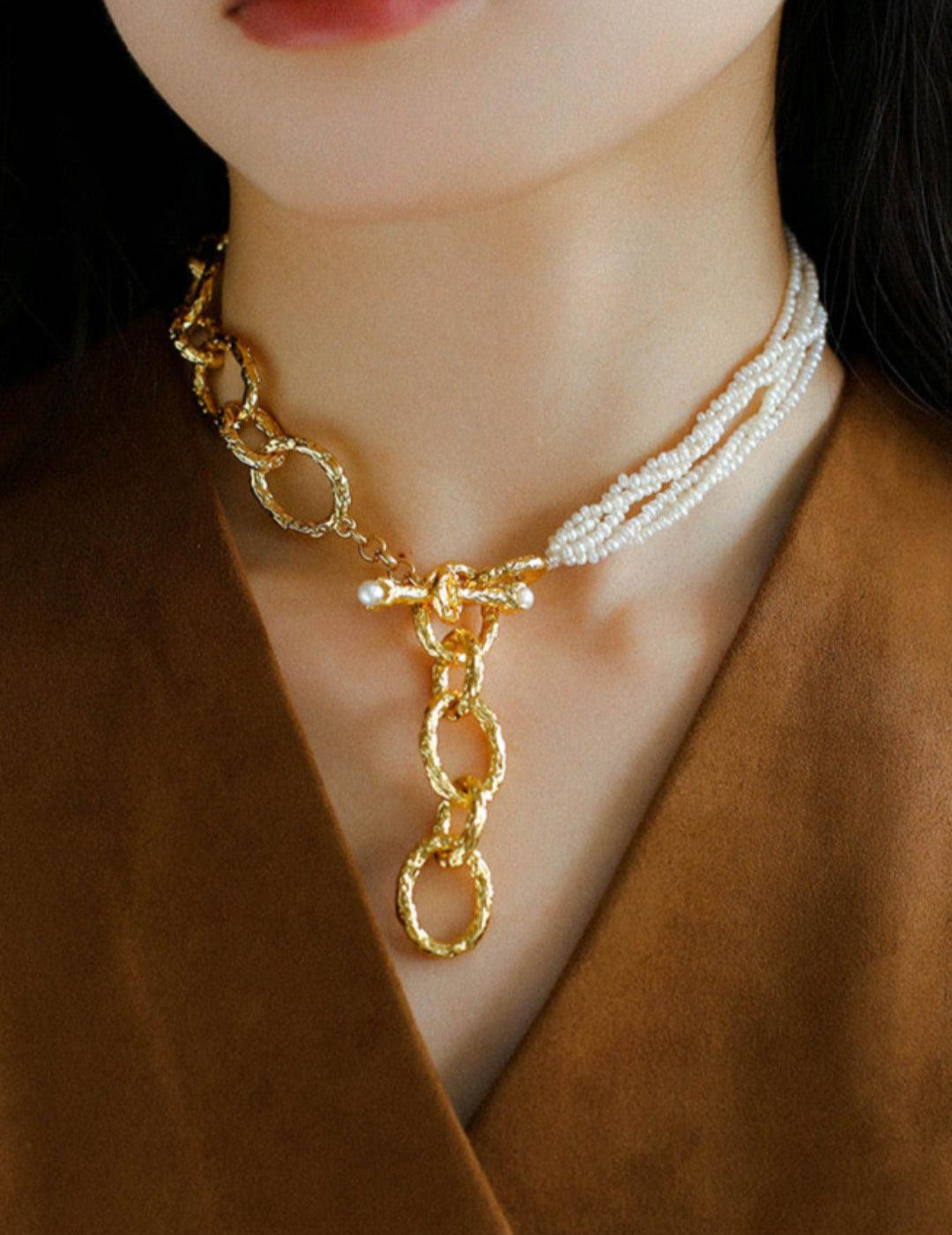 Galaxy Falls Series Multi-layered Pearl Necklace - Gembea Jewelry