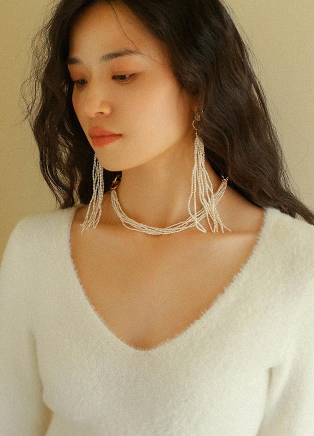 Galaxy Falls Series Multi-layered Pearl Necklace - Gembea Jewelry
