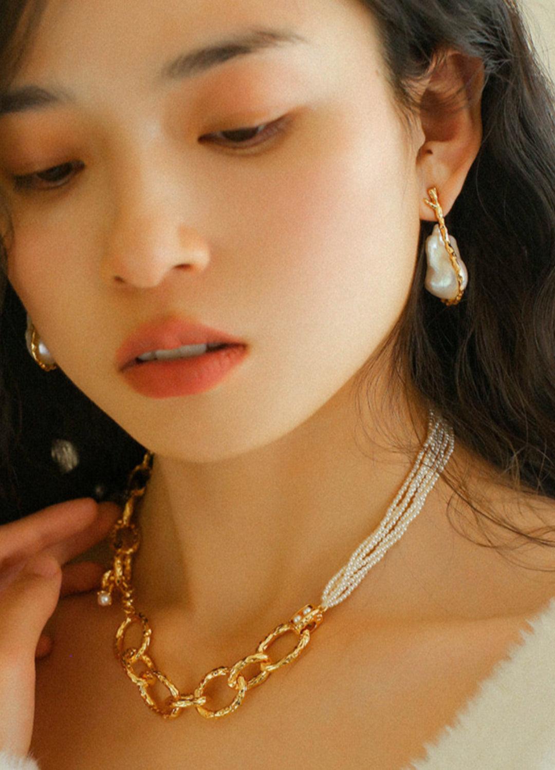 Galaxy Falls Series Multi-layered Pearl Necklace - Gembea Jewelry