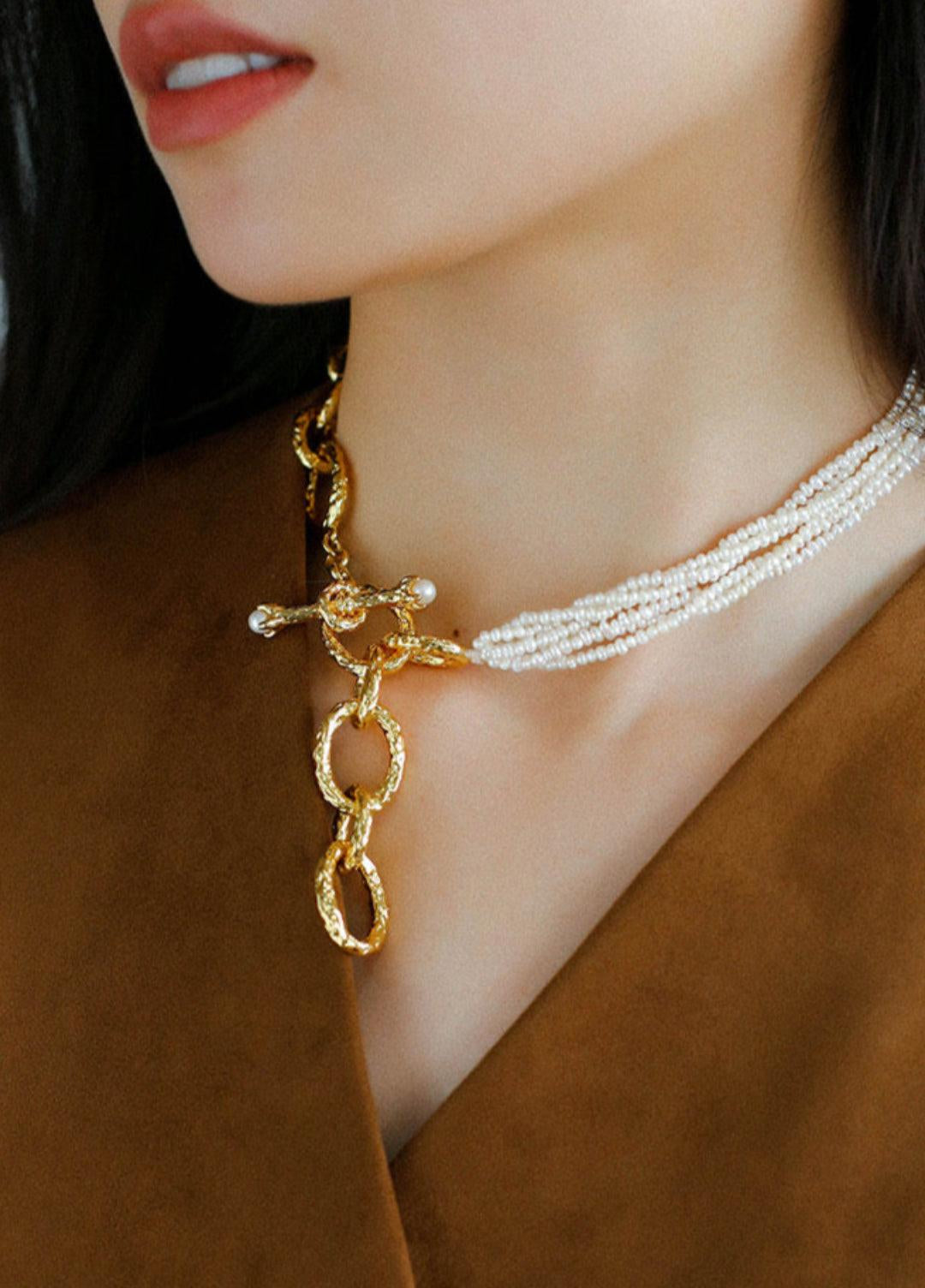 Galaxy Falls Series Multi-layered Pearl Necklace - Gembea Jewelry