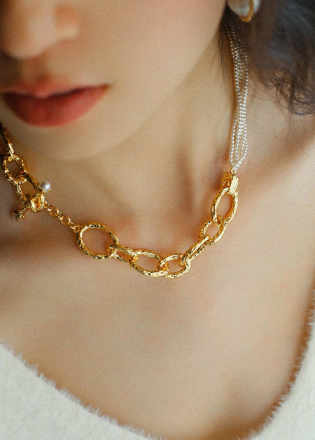 Galaxy Falls Series Multi-layered Pearl Necklace - Gembea Jewelry