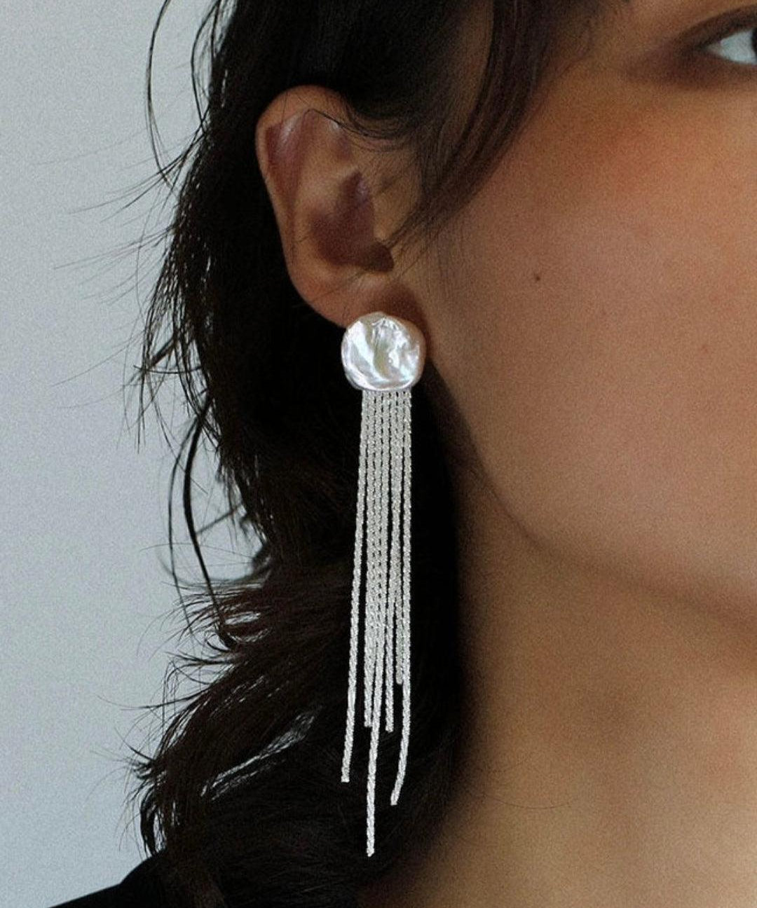 Galaxy Falls Series Baroque Petal Pearl Earrings - Gembea Jewelry