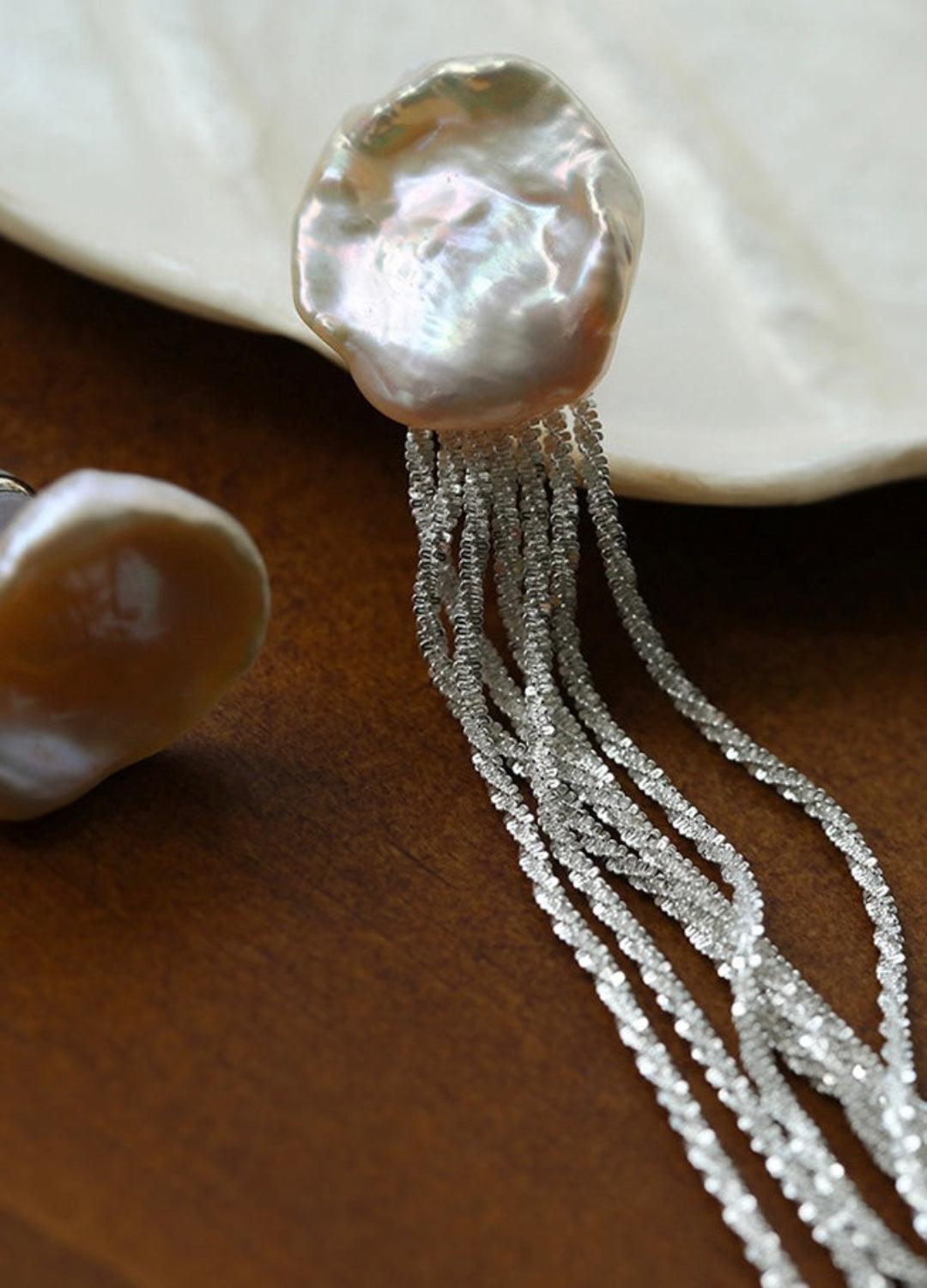 Galaxy Falls Series Baroque Petal Pearl Earrings - Gembea Jewelry