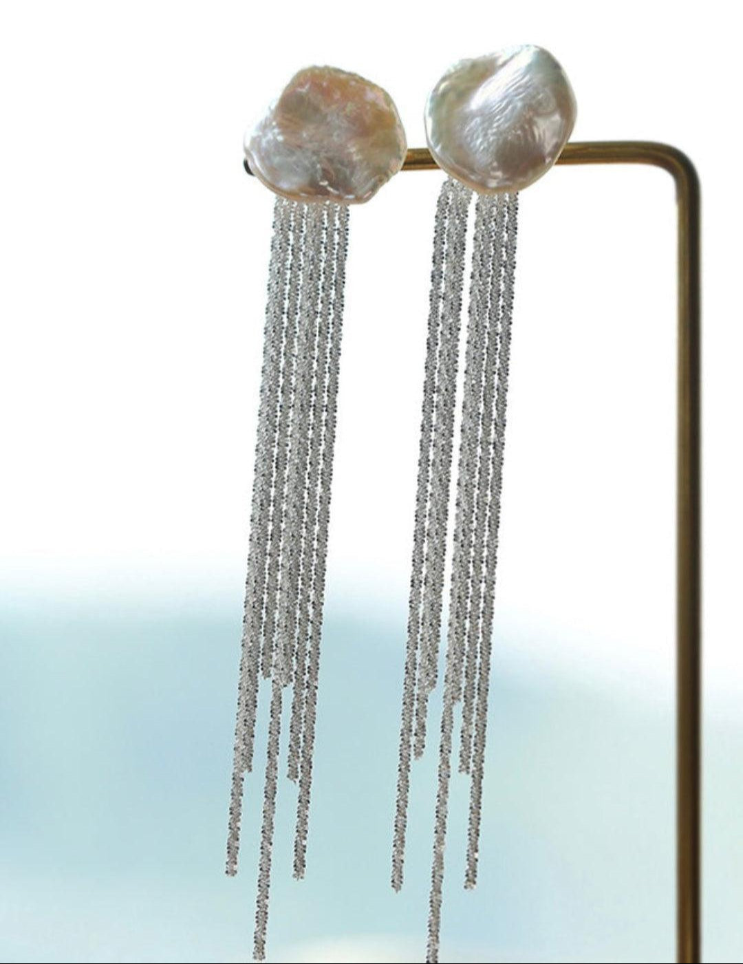 Galaxy Falls Series Baroque Petal Pearl Earrings - Gembea Jewelry