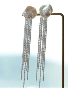 Galaxy Falls Series Baroque Petal Pearl Earrings - Gembea Jewelry