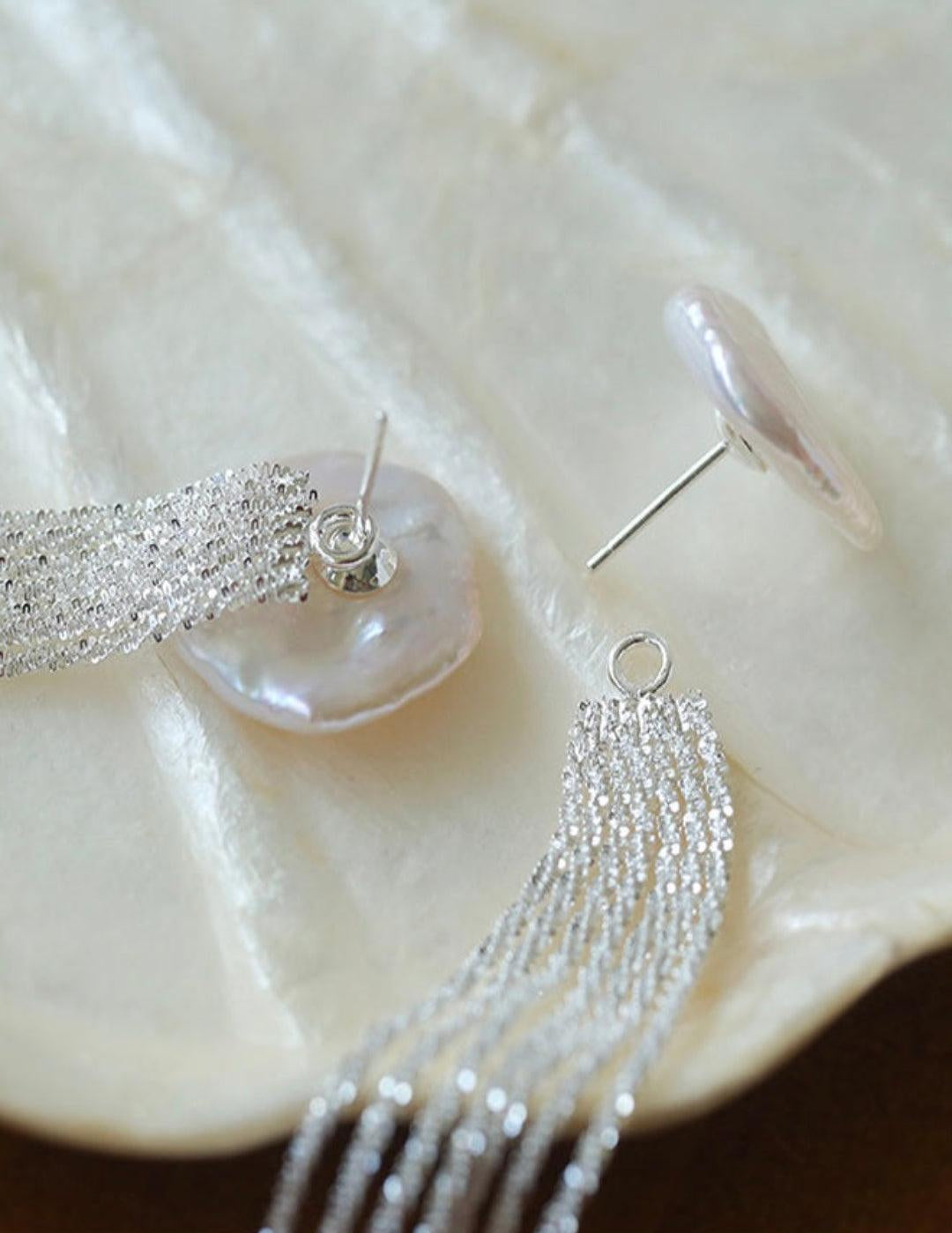 Galaxy Falls Series Baroque Petal Pearl Earrings - Gembea Jewelry