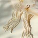 Galaxy Falls Series Rice Pearl Tassel Earrings - Gembea Jewelry