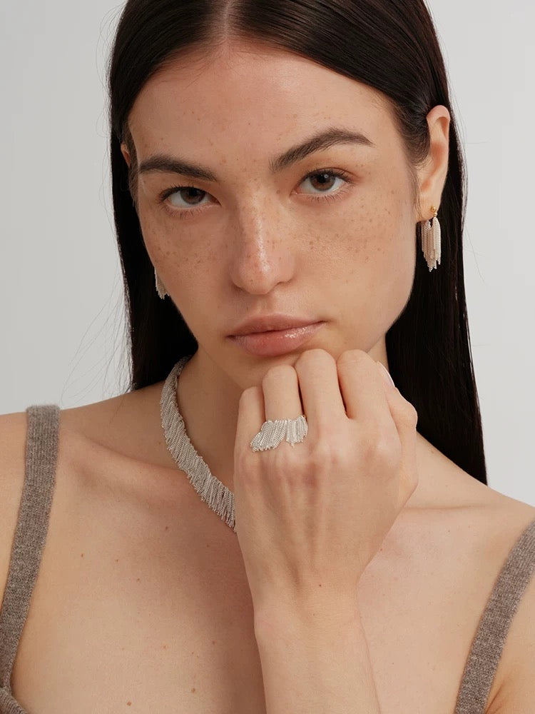 Galaxy Falls Series Shining Tassel Ring gembea jewelry