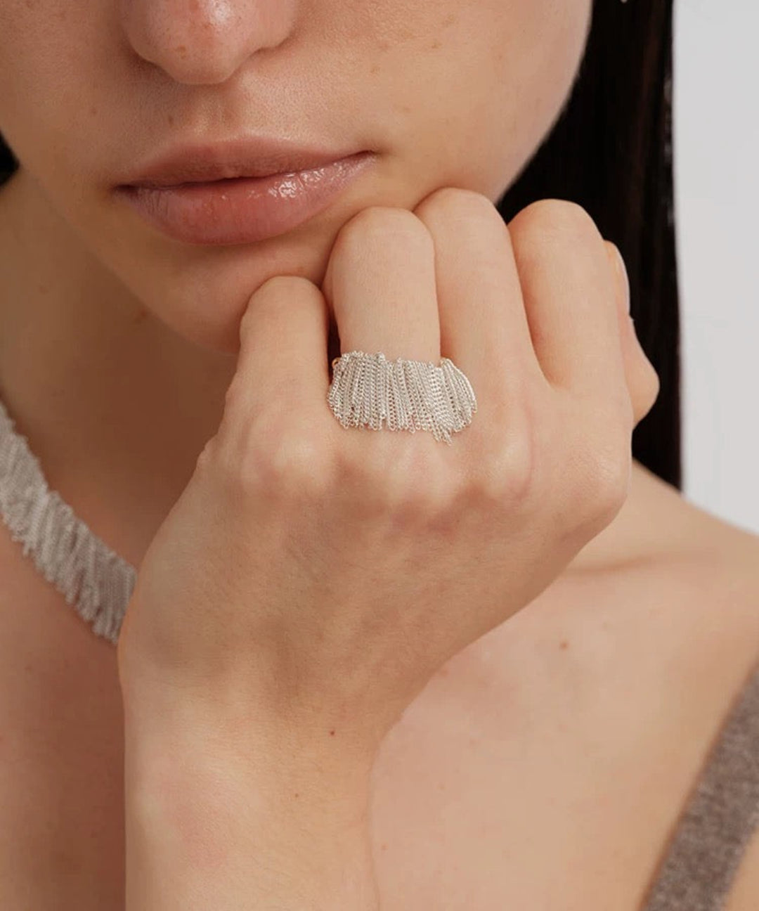 Galaxy Falls Series Shining Tassel Ring gembea jewelry