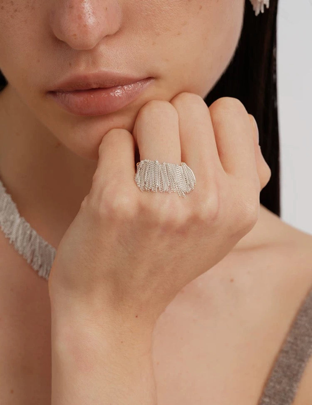Galaxy Falls Series Shining Tassel Ring gembea jewelry