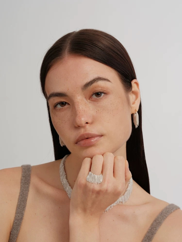 Galaxy Falls Series Shining Tassel Ring gembea jewelry