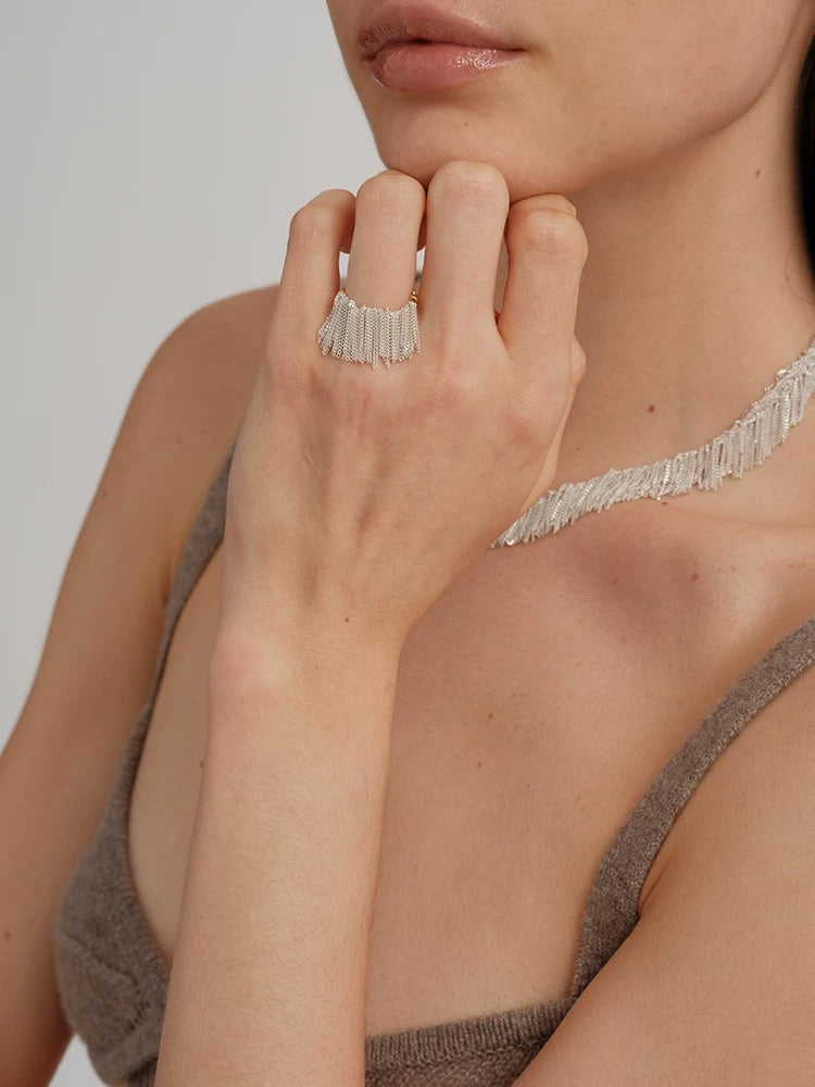 Galaxy Falls Series Shining Tassel Ring gembea jewelry
