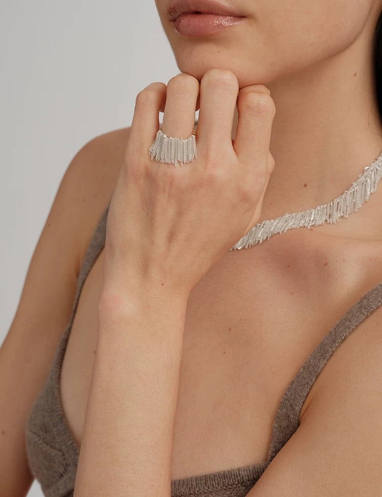 Galaxy Falls Series Shining Tassel Ring gembea jewelry