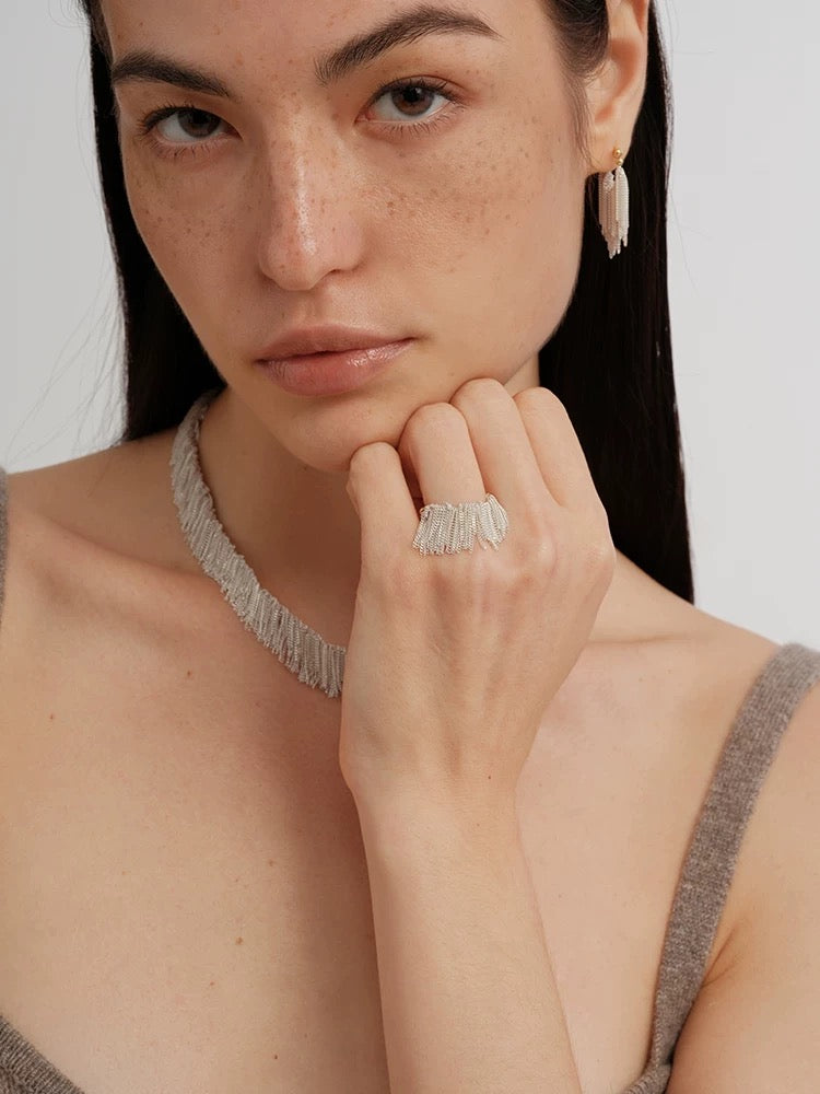 Galaxy Falls Series Shining Tassel Ring gembea jewelry
