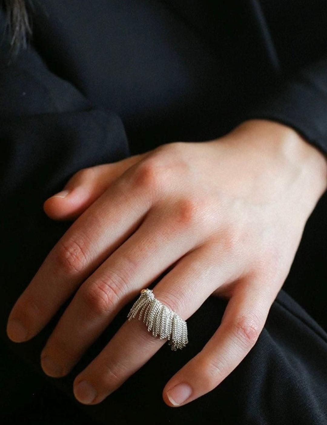Galaxy Falls Series Shining Tassel Ring - Gembea Jewelry