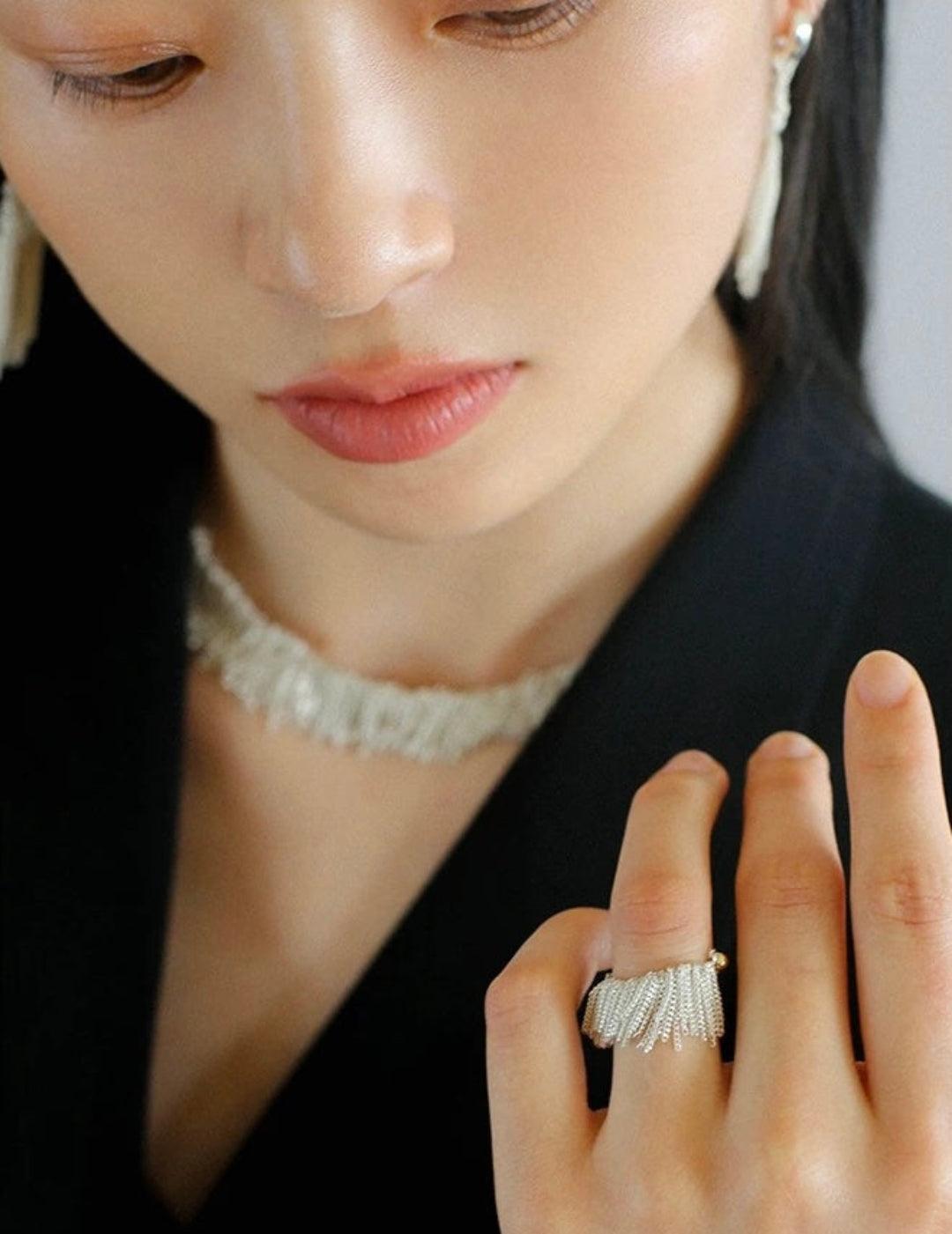 Galaxy Falls Series Shining Tassel Ring - Gembea Jewelry