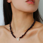 Garnet Stone Petal Baroque Pearl Necklace gembea jewelry