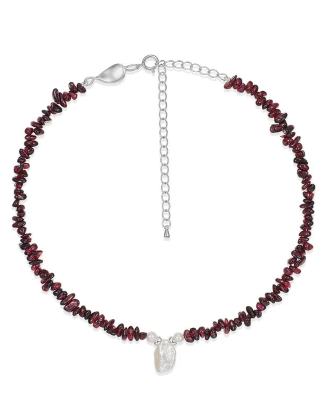 Garnet Stone Petal Baroque Pearl Necklace gembea jewelry