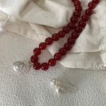 Red Agate Baroque Pearl Pendant Necklace - Gembea Jewelry
