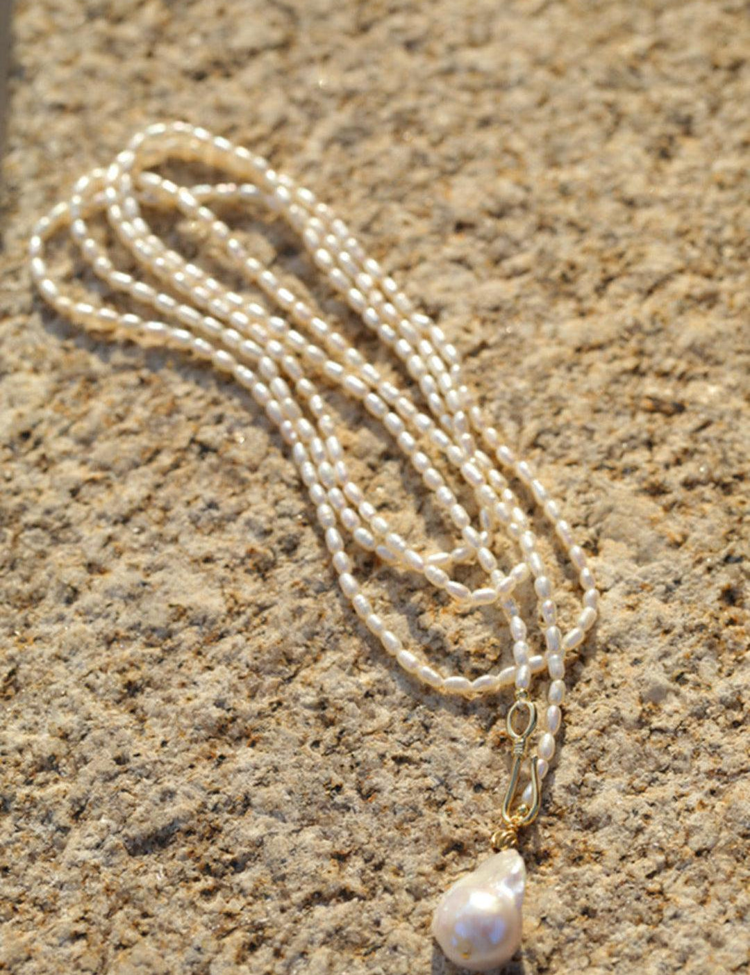 Long Necklace of Natural Baroque Pearls - Gembea Jewelry