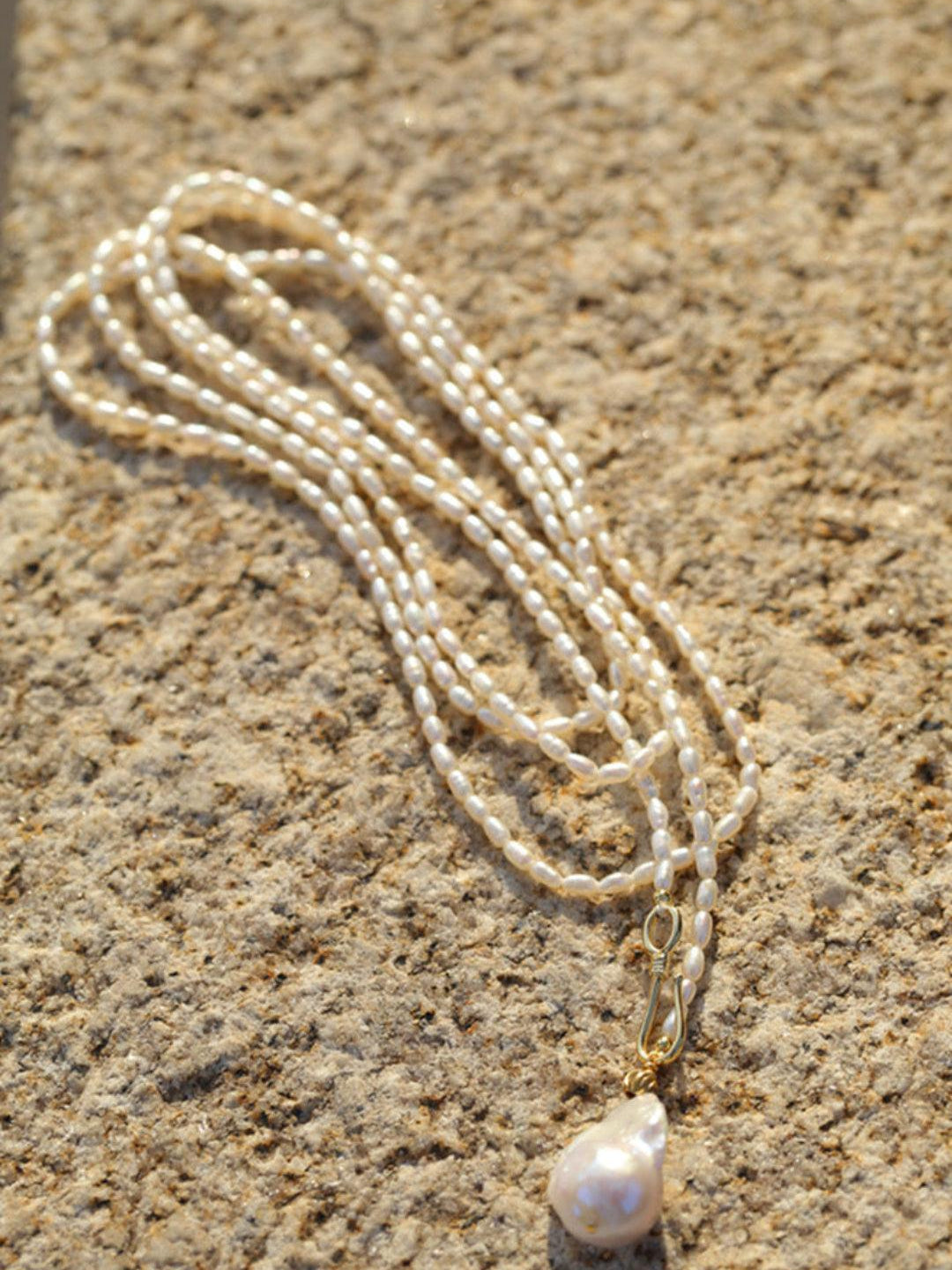 Long Necklace of Natural Baroque Pearls - Gembea Jewelry