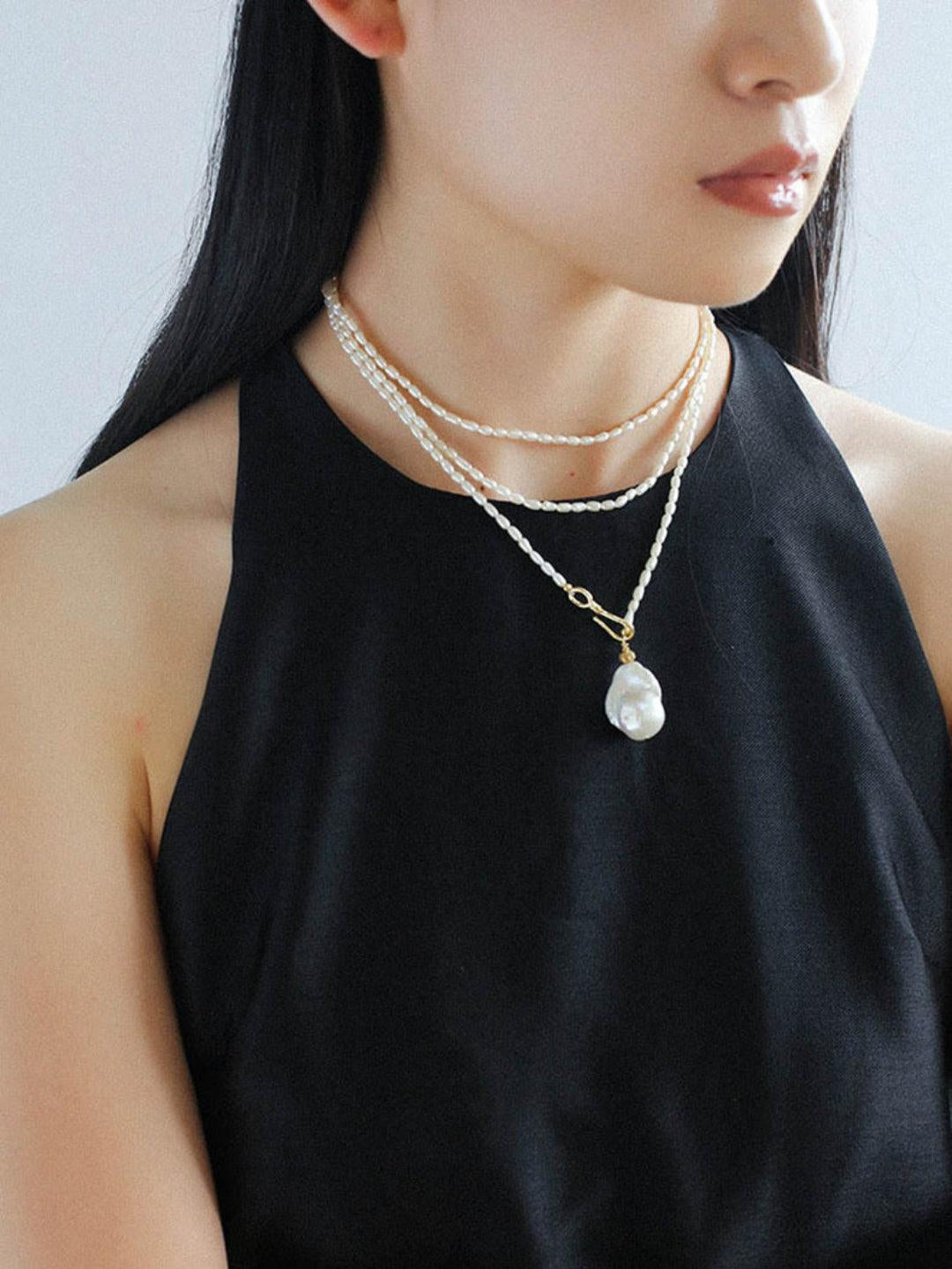 Long Necklace of Natural Baroque Pearls - Gembea Jewelry