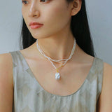 Long Necklace of Natural Baroque Pearls - Gembea Jewelry