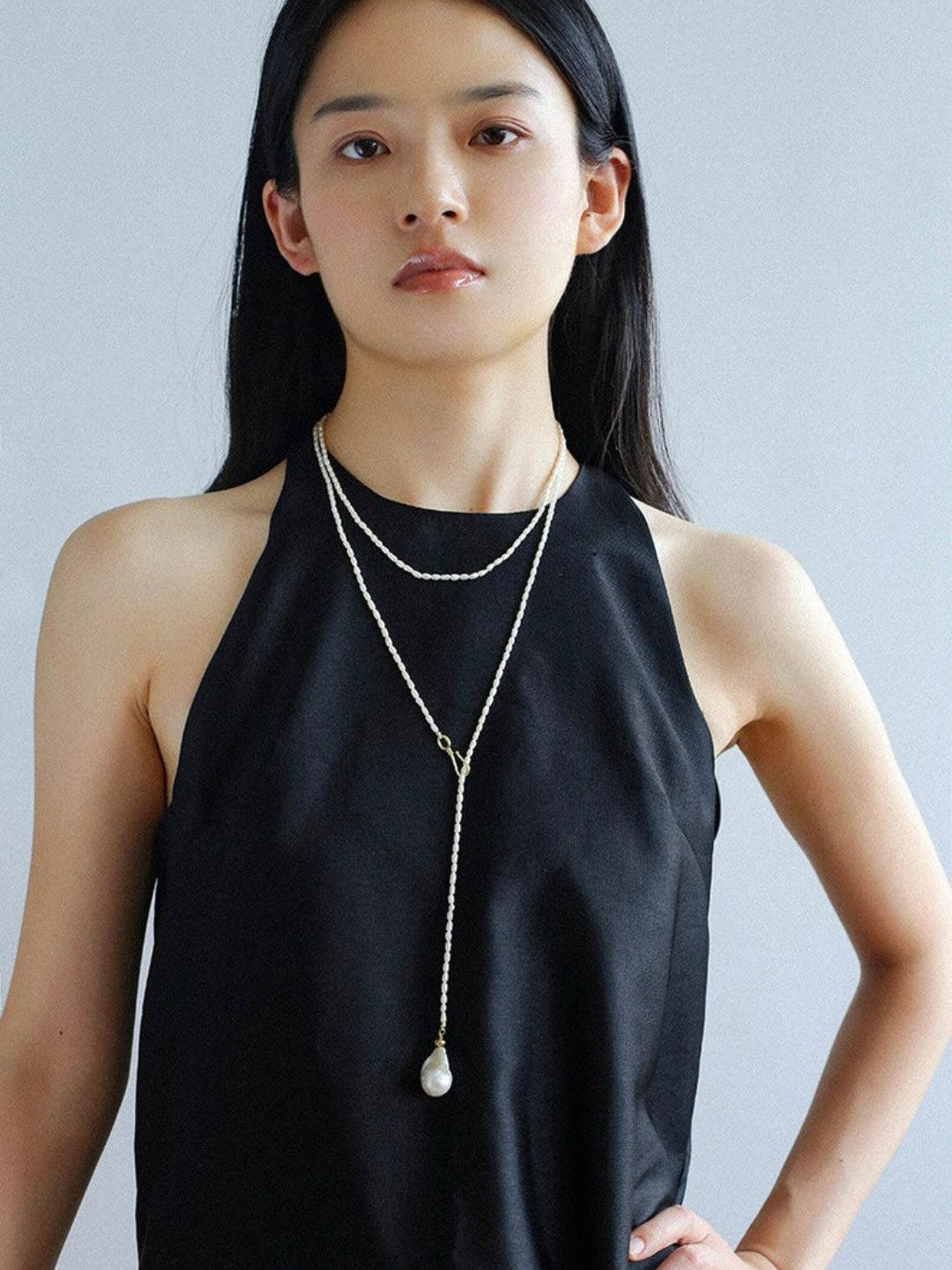 Long Necklace of Natural Baroque Pearls - Gembea Jewelry