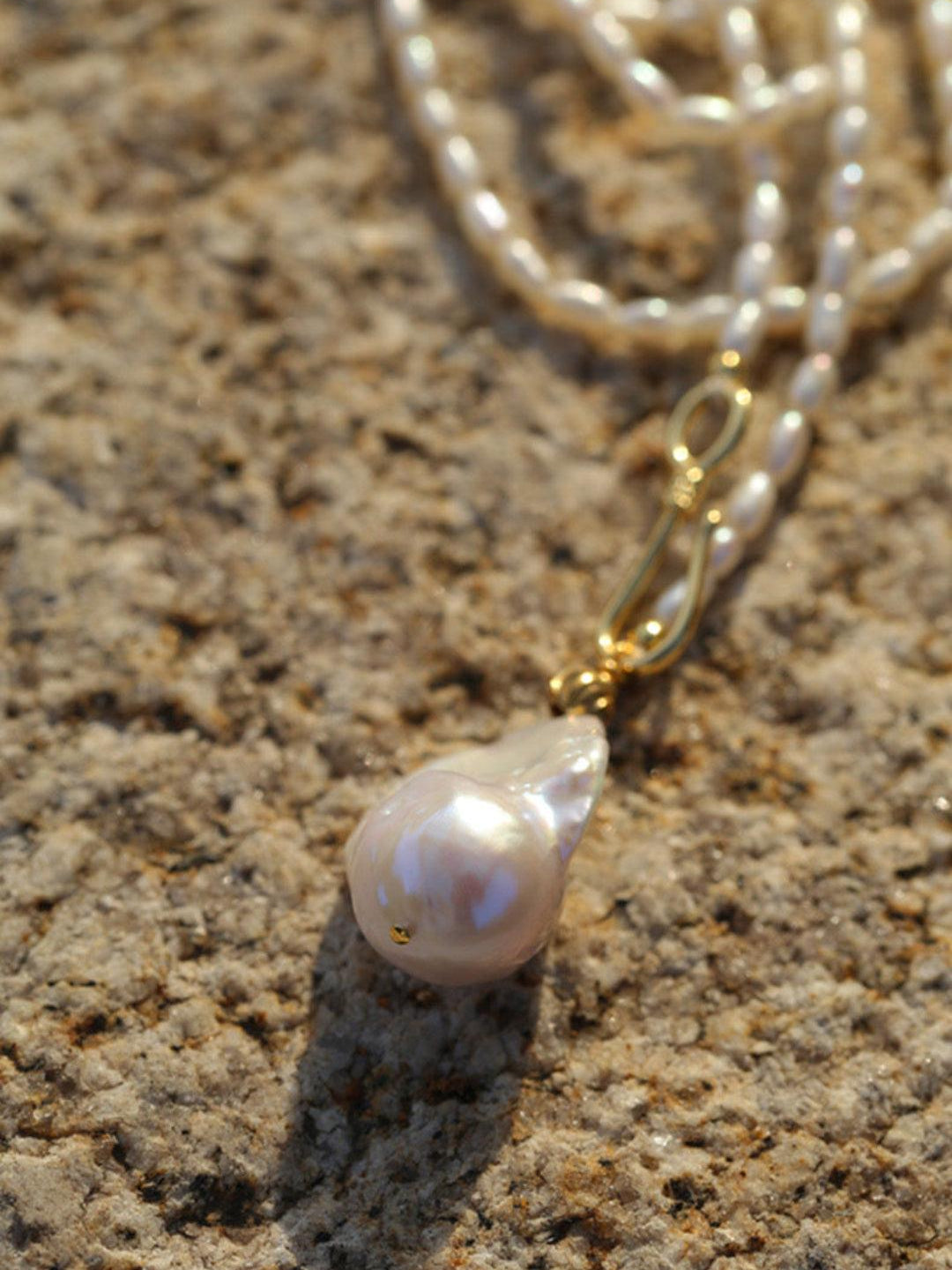 Long Necklace of Natural Baroque Pearls - Gembea Jewelry