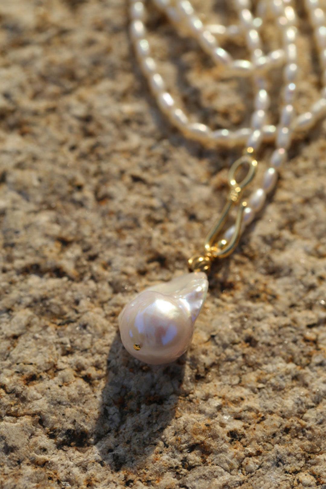 Long Necklace of Natural Baroque Pearls - Gembea Jewelry
