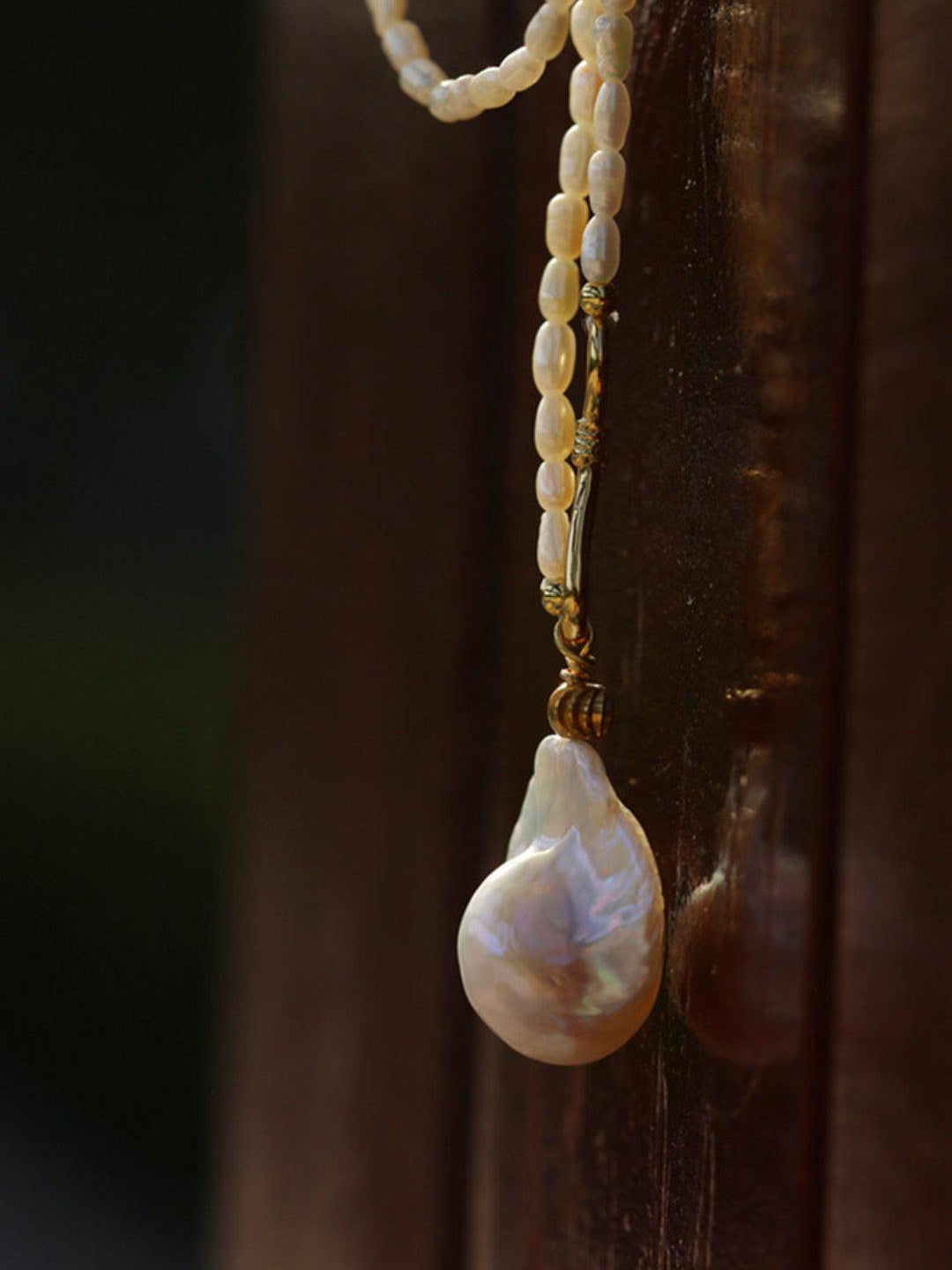 Long Necklace of Natural Baroque Pearls - Gembea Jewelry