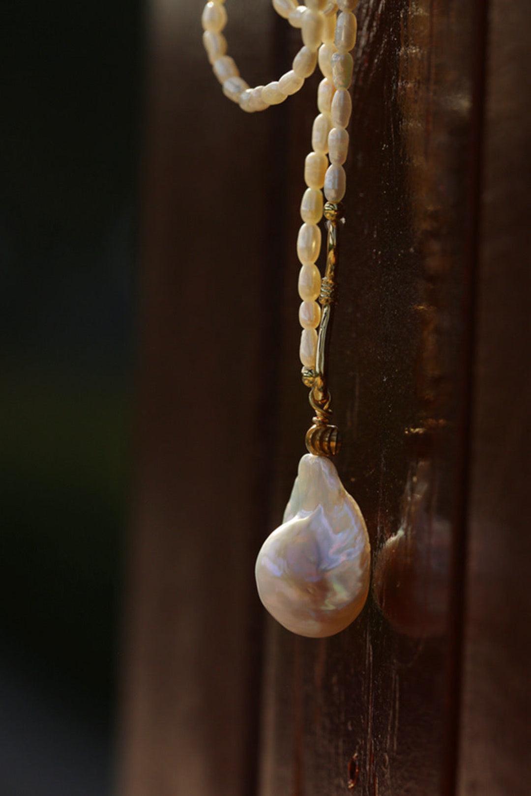 Long Necklace of Natural Baroque Pearls - Gembea Jewelry