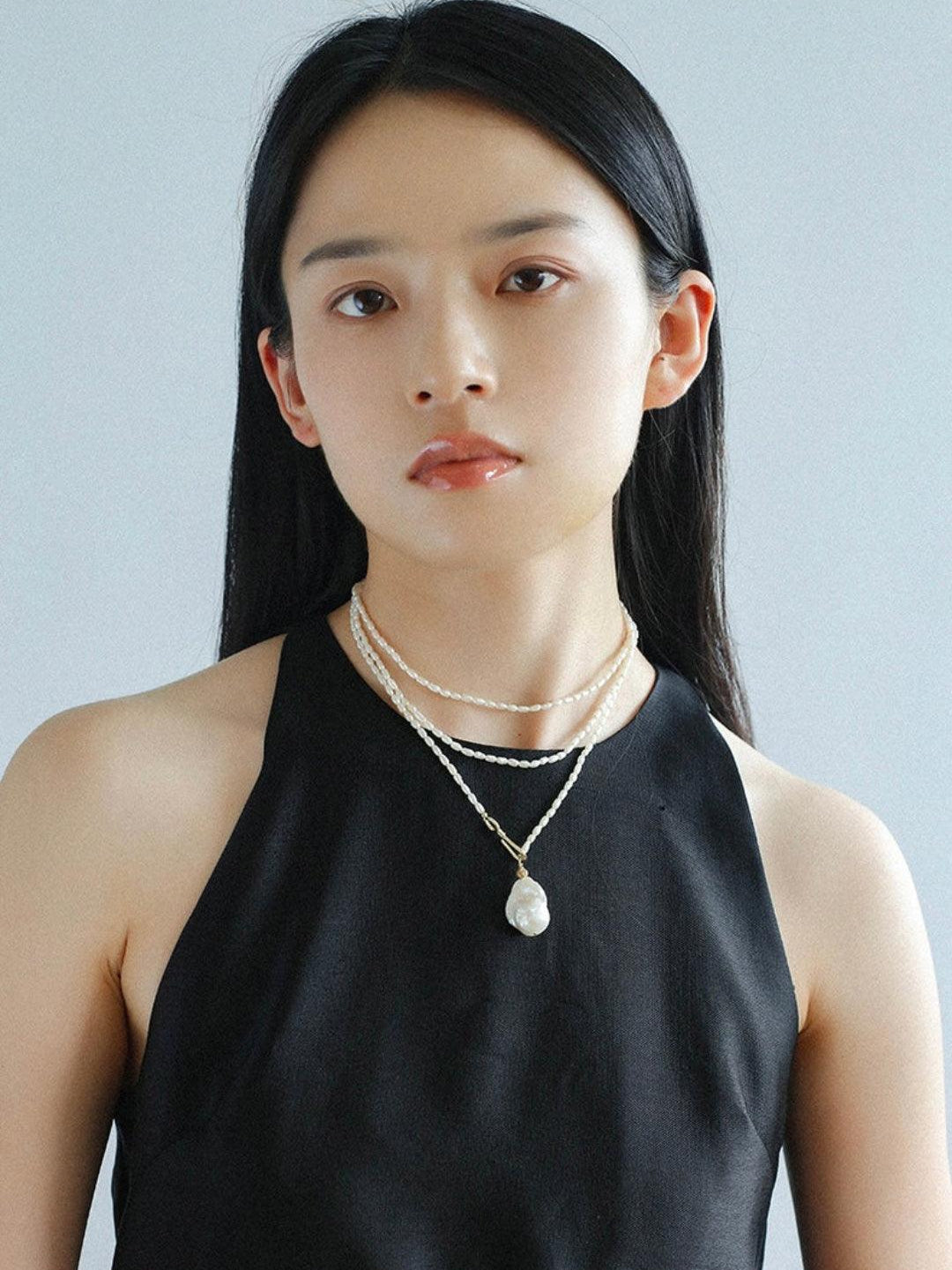 Long Necklace of Natural Baroque Pearls - Gembea Jewelry