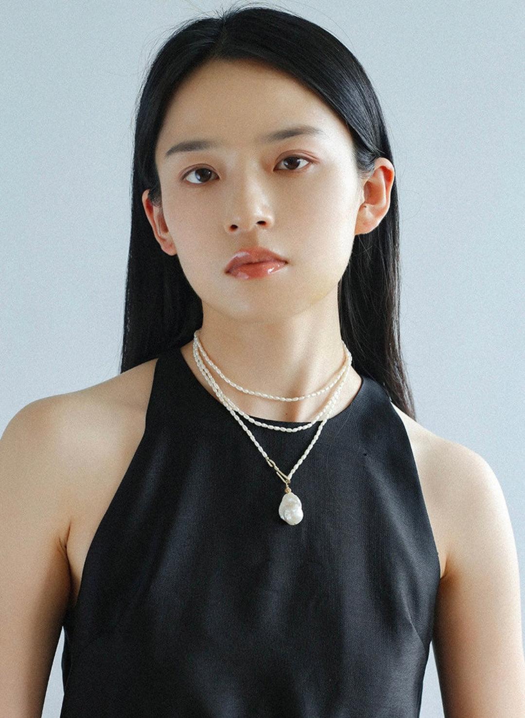 Long Necklace of Natural Baroque Pearls - Gembea Jewelry