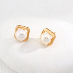 Geometric Freshwater Pearl Earrings - Gembea Jewelry